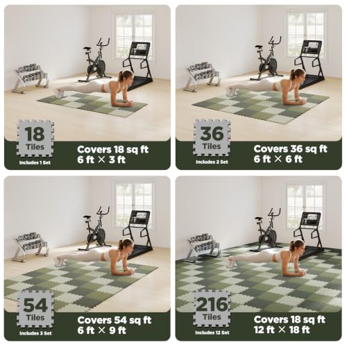 Image of AIRHOP 54 PCS Gym Floor Mat, EVA Foam Puzzle Gym Mat, High-Density Interlocking Foam Floor Tiles for Home Gym, Play Workout Garage Kitchen Flooring 12.6 inchx12.6 inchx0.4 inch