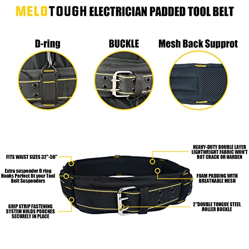 Image of MELOTOUGH Padded Tool Belt with D ring for men Adjustable for 44 inch-53 inch Waists Heavy-duty Work Belt Metal Buckle