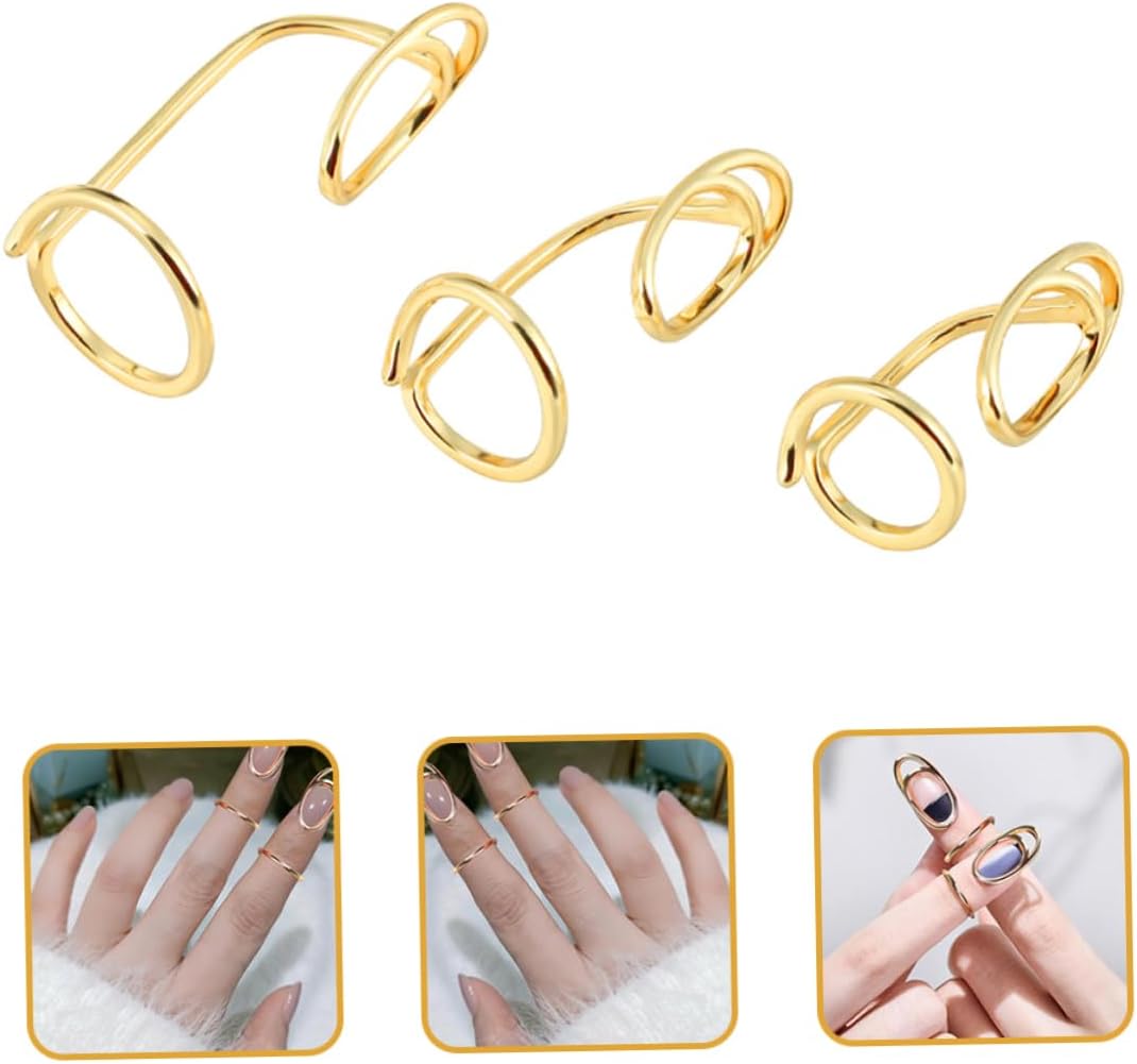 3pcs Adjustable Nail Rings Fashion Finger Jewelry for Women Unique Design Nail Decor Lightweight and Safe for Long-term Use Present