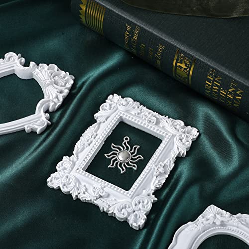 5 Pieces Vintage Resin Picture Frame Antique Photo Frame Resin Oval Rectangle Frame Resin Wall Hanging Photo Frame Table Top Jewelry Display Frame Christmas Holiday Party Hotel Decor (White) #TOP4
