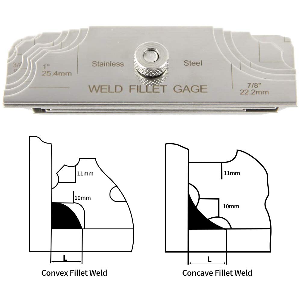 7 PCS Metal Weld Fillet Gauges Set Stainless Steel 1/8''-1'' Welding Inspection Measurement Metric & Inch: Industrial & Scientific