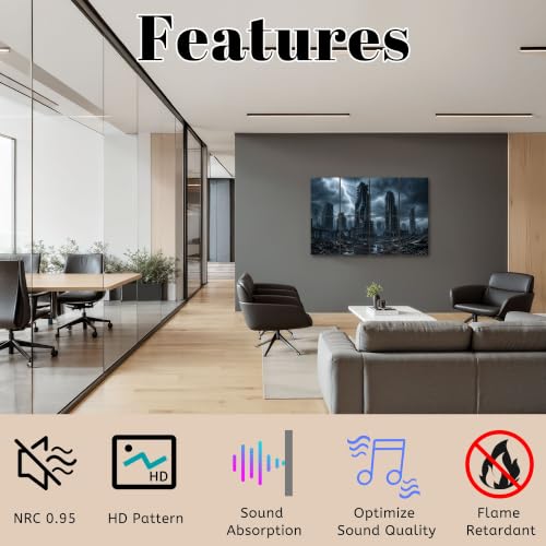 8 Pack de Paneles Acústicos Artísticos para Absorción de Sonido con Diseño de Paisaje Post Apocalíptico Decorativos para Estudio de Grabación en Casa 48"x32" miniatura 3