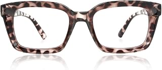 JiSoo Women'S Oversized Reading Glasses For 1.25, Stylish Designer Readers Large Frame With Spring Hinge, 1.25 Leopard Brown 1.25 Leopard Brown