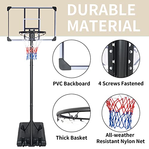 Haokang Height-Ajustable Basketball Hoop Portable Basketball Stand 36 Inch Background With Wheels System Indoor Outdoor, Black #TOP3