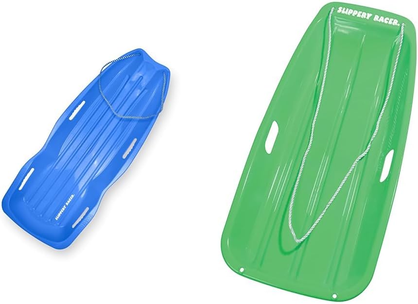 Slippery Racer Downhill Xtreme Flexible Adults and Kids Plastic Toboggan Snow Sled & Downhill Sprinter Flexible Kids Toddler Plastic Cold-Resistant Toboggan Snow Sled