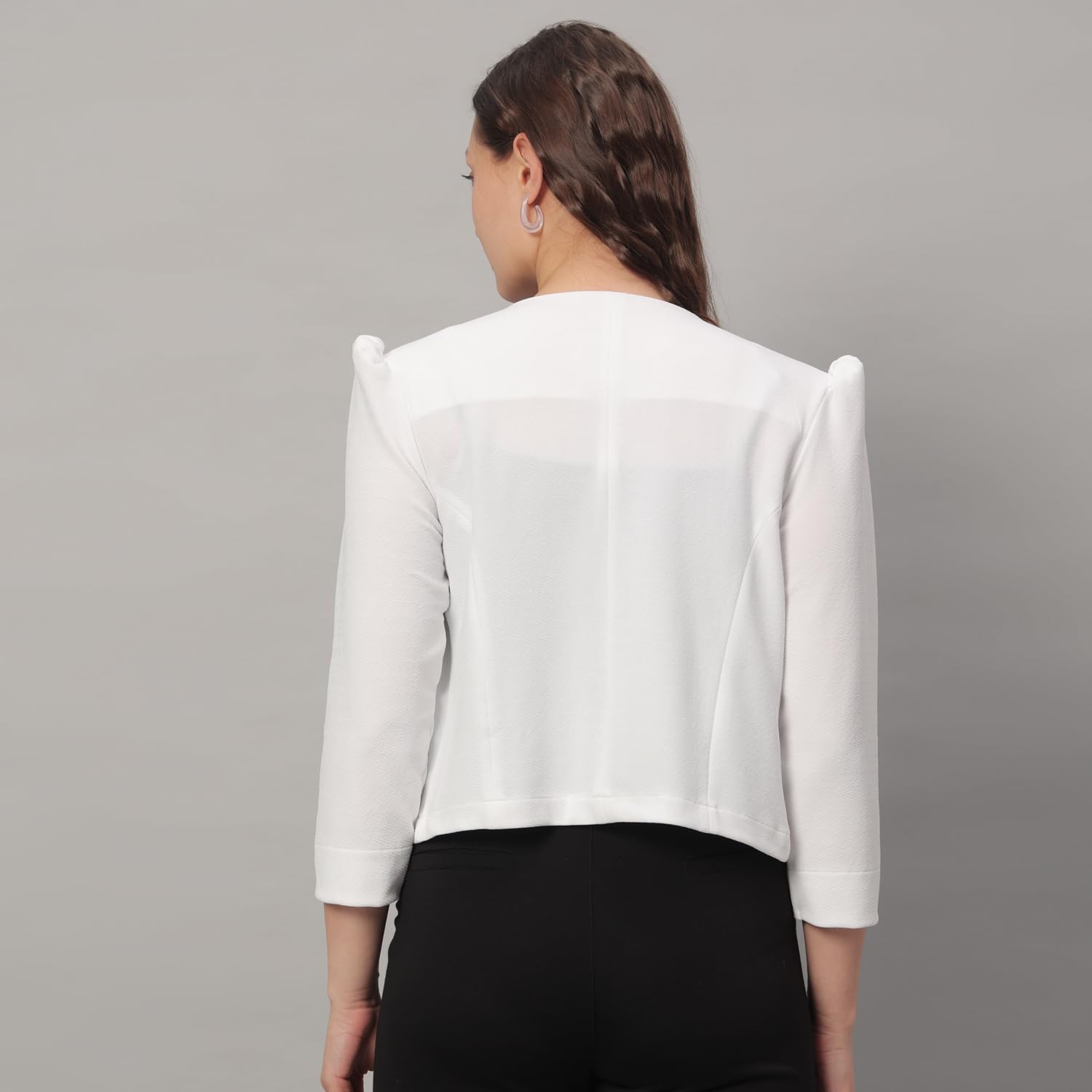 Glito AsymmetricNeck Women's Cotton 3/4th Sleeves Fashionable Shrug, Summer Shrug for Ladies(White,XL) - Image 2 thumbnail