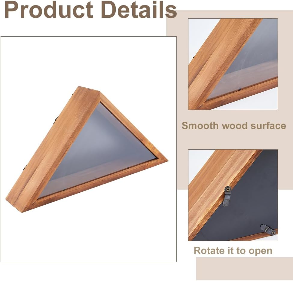 DICOSMETIC Wooden Flag Display Case for 3"x5" Folded American Flag 44x23x8.5cm Small Military Flags Frame Wall Mounted Flag Cases for Veterans with Clear Acrylic Windows for Home Decor