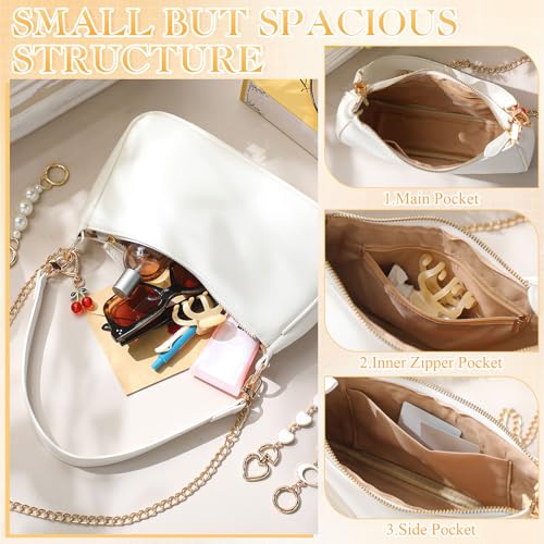 Abbylike 6 Pcs Shoulder Bag for Women with 3 Extender Chain Cherry Charm Small Leather Purse Handbag Tote Charm Kit4