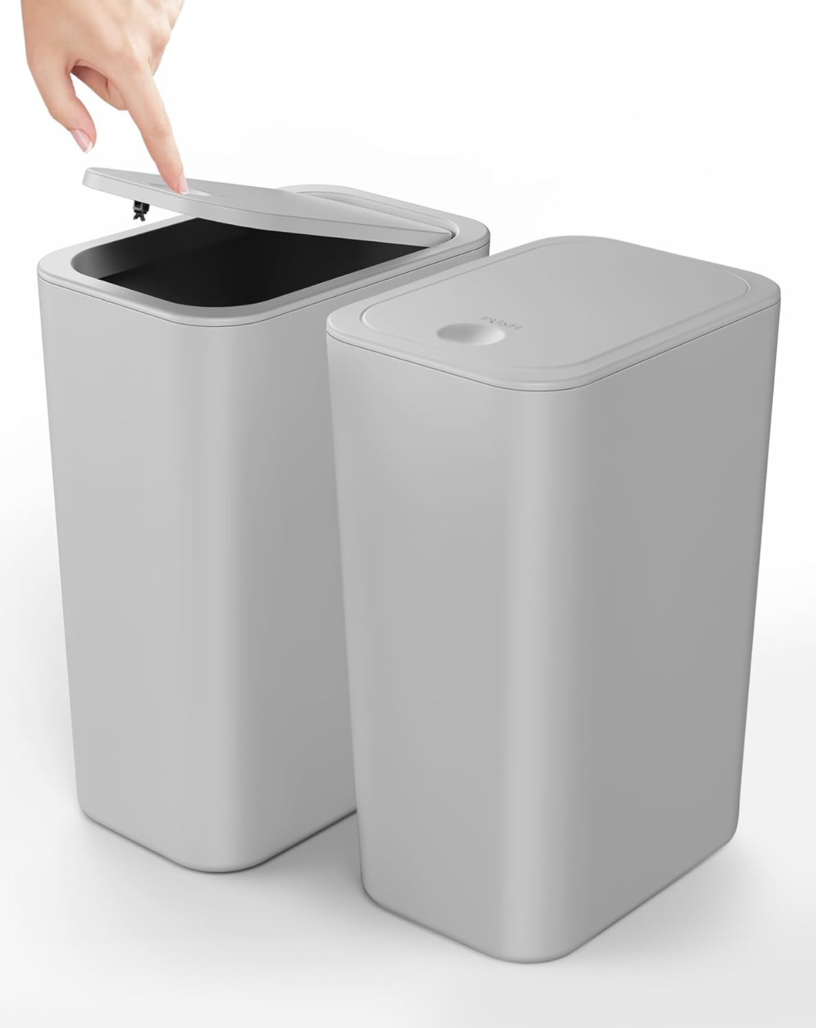 Cesun Small Bathroom Trash Can 2.1 Gallon Wastebasket, Modern Metal Garbage Can Office Waste Basket, Matte Black Stainless Steel Trash Bin For