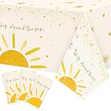 Picture of G1ngtar 3Pcs First Boho Sun Birthday Party Tablecloths Boho Hippie Sunshine Disposable Plastic Waterproof Rectangular Table Covers First Trip Around The Sun Party Decorations Baby Shower Supplies