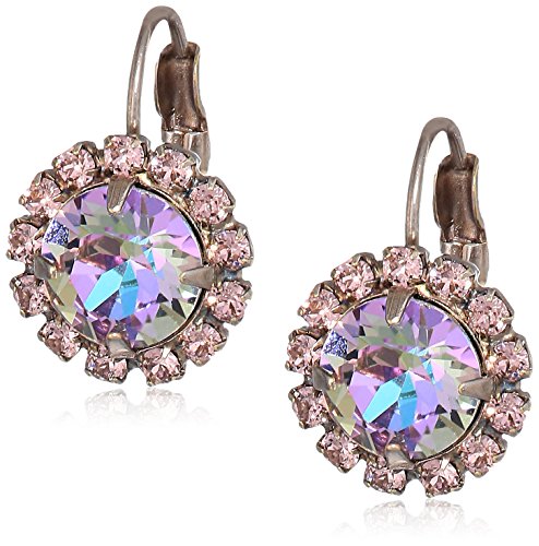 Sorrelli Haute Halo French Wire Drop Earrings, Antique Silver-Tone Finish, Lilac Pastel #TOP17
