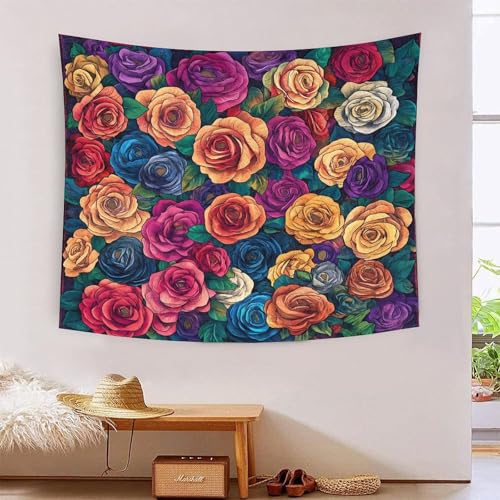 Tapisserie Rose 3D en Tissu pour Rénover un Mur Abîmé de Salon sans Travaux