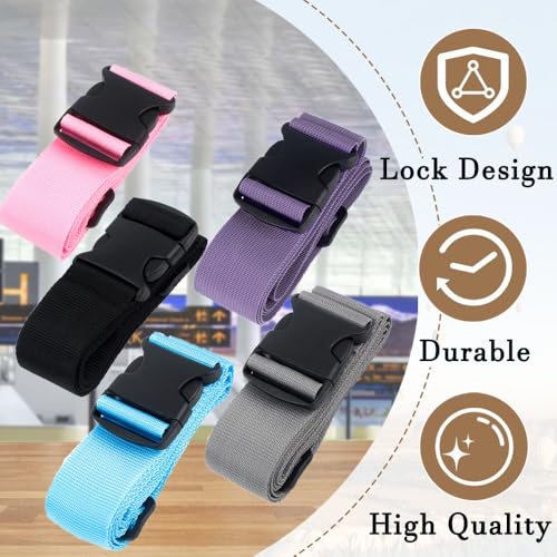 Luggage Suitcase Straps Set Adjustable Travel Packing Straps with Buckles Luggage Belts for Travel Bag Suitcase ((Purple,2)) - Image 5