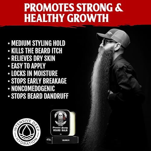 Mad Viking Valhalla Beard Balm – Non-Greasy Balm to Soften and Style with a Medium Hold - Made with Shea Butter, Beeswax & Premium Oils - Smooth Sandalwood & Vanilla Scent, Made in the USA - 2oz - Image 4