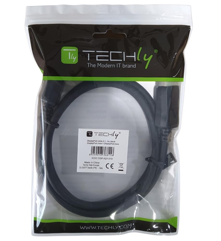 TECHLY 368116 Audio/Video Cable DisplayPort 2.1 M/M 4K 1 m Black