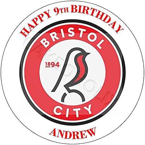 Bristol City Football Club Edible Round Cake Topper for Boys Girls Kids Children Birthday Party Celebration Decoration With optional Personalised Message Cakeoholix handmade