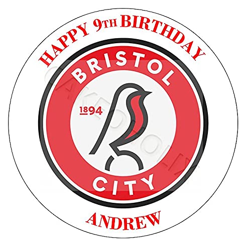 Bristol City Football Club Edible Round Cake Topper for Boys Girls Kids Children Birthday Party Celebration Decoration With optional Personalised Message Cakeoholix handmade