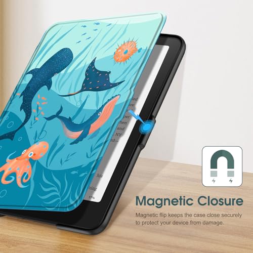 Image of Fintie Case for 7 inch All-New Kindle Paperwhite (12th Generation, 2024) and Kindle Colorsoft Signature Edition - Slim Lightweight Shell PU Leather Protective Cover with Auto Sleep /Wake, Blue Ocean