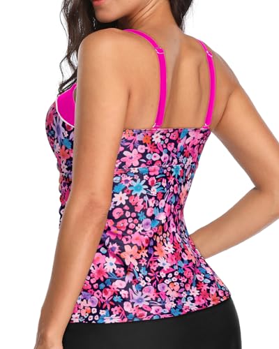 Image of Women's Underwire Tummy Control Swimsuit Top Push Up Bathing Suit Top | Unremovable Bra, Adjustable Straps, Full Lining, Shirred Bust, Side-Splicing Design, Criss-Cross Back