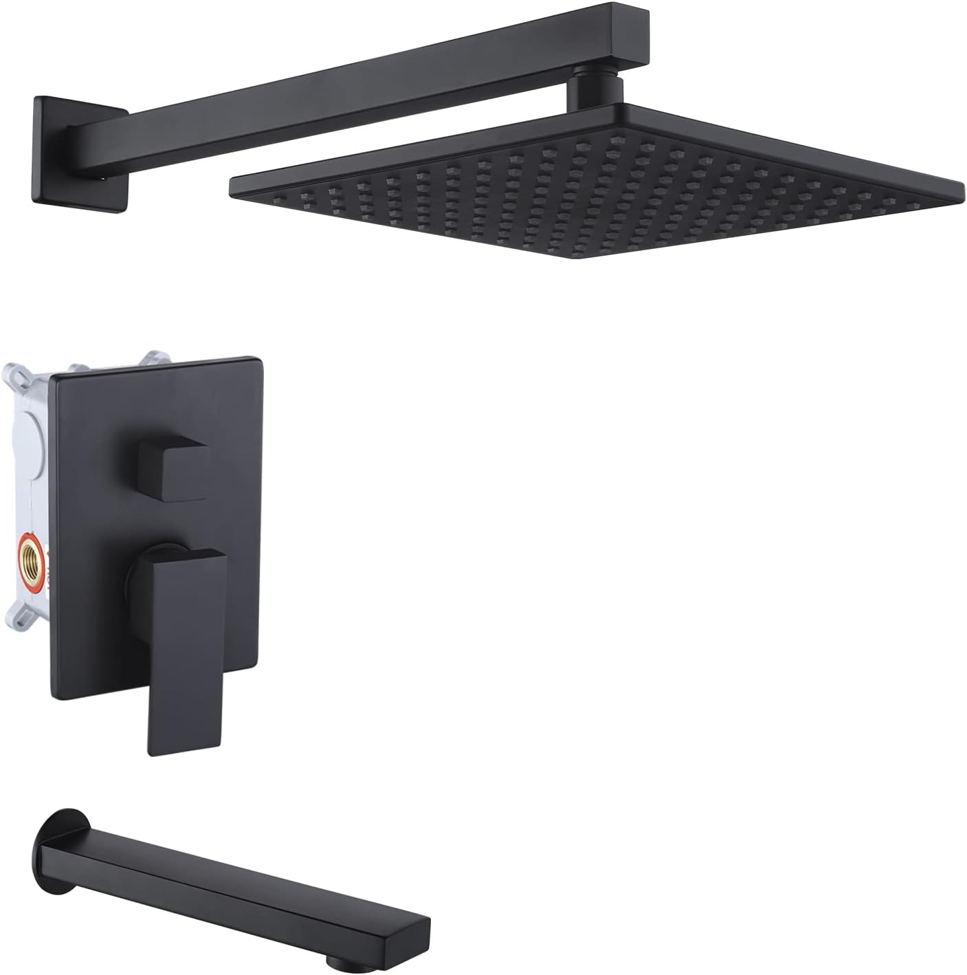 KES Tub and Shower Faucet Set Shower System Matt Black Shower Tub Faucet Rain Shower Head, XB6233-BK