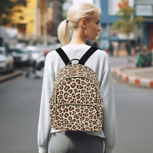 Image of ALAZA Brown Cheetah Leopard Print Pattern Medium Backpack Purse for Women Travel Bag Fashion Daypack Back Pack Shoulder Bag
