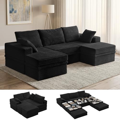 NABUMI 107" Modular Sectional Sofa with Storage, 5-Seater High Density