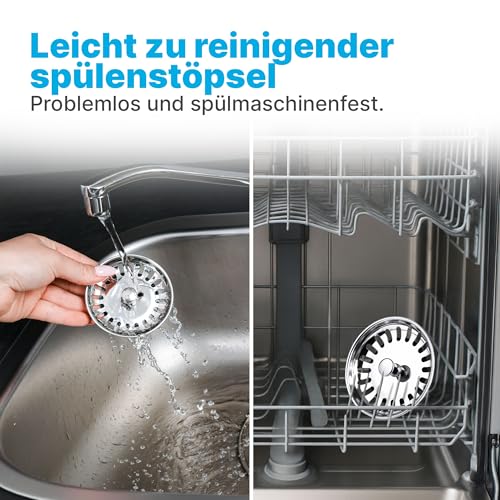 MINISMUS Waschbecken 80 mm - Siebkörbchen Abflussstopfen Edelstahl Waschbeckenstöpsel Waschbeckensieb – Sieb Stöpsel Abfluss Küche Spüle Abflussstopfen Küchenspüle - Edelstahl