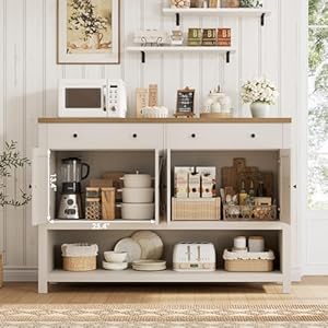 Hostack55sideboardbuffetcabinetwithstoragecoffeebarcabinetwith2drawersfarmhousekitchenstoragecabinetwithdoorswoodconsoletableforlivingroomhallwayrusticwhitebrown Urban Country Home Decor Hostack 55 sideboard buffet cabinet with storage coffee bar cabinet with 2 drawers farmhouse kitchen storage cabinet with doors wood console table for living room hallway rustic whitebrown urban country home decor