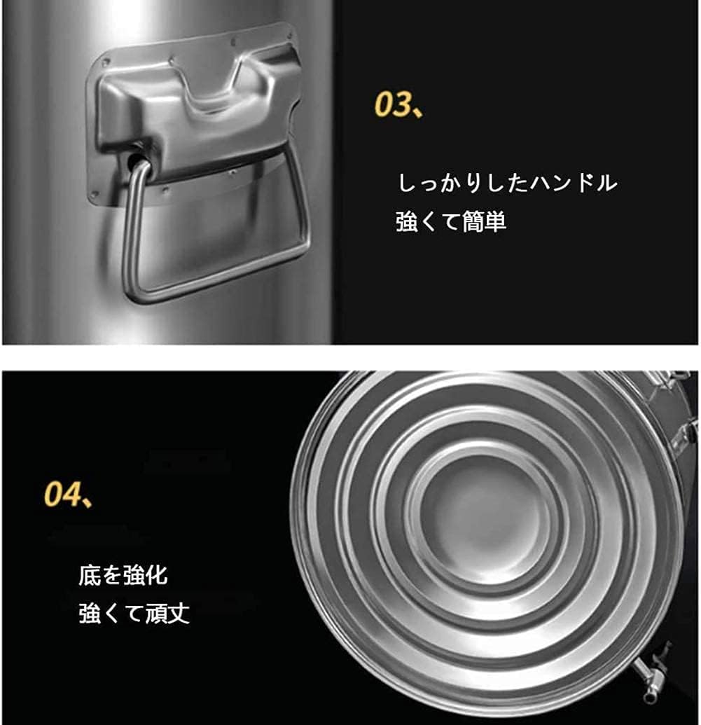 大型ホワイト貯水タンク 保温大型ステンレス製バケツ蓋付き 冷熱保冷ウォータージャグ