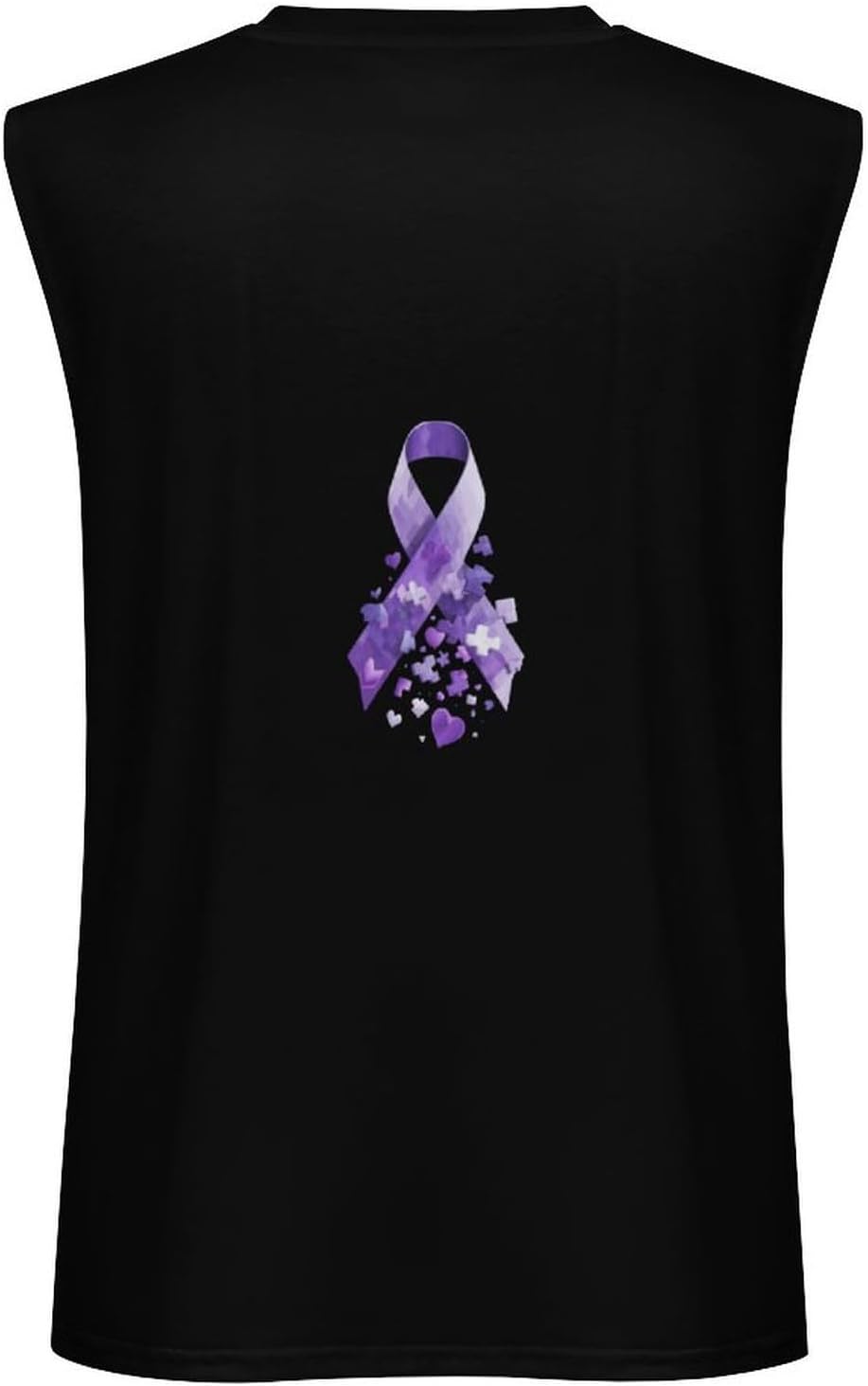 Alzheimer Awareness Ribbon Men Summer Sleeveless Crew Neck Top 5XL