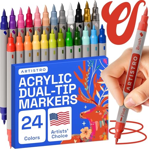 ARTISTRO Acrylic Paint Pens - 24 Multicolour Dual Tip