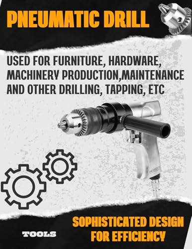 Pneumatic Drill 1/2" Chuck 700RPM Heavy-Duty Industrial Air Drill with Adjustable Speed & CW/CCW Rotation Anti-Vibration Handle for Drilling Tapping, Screwdriving