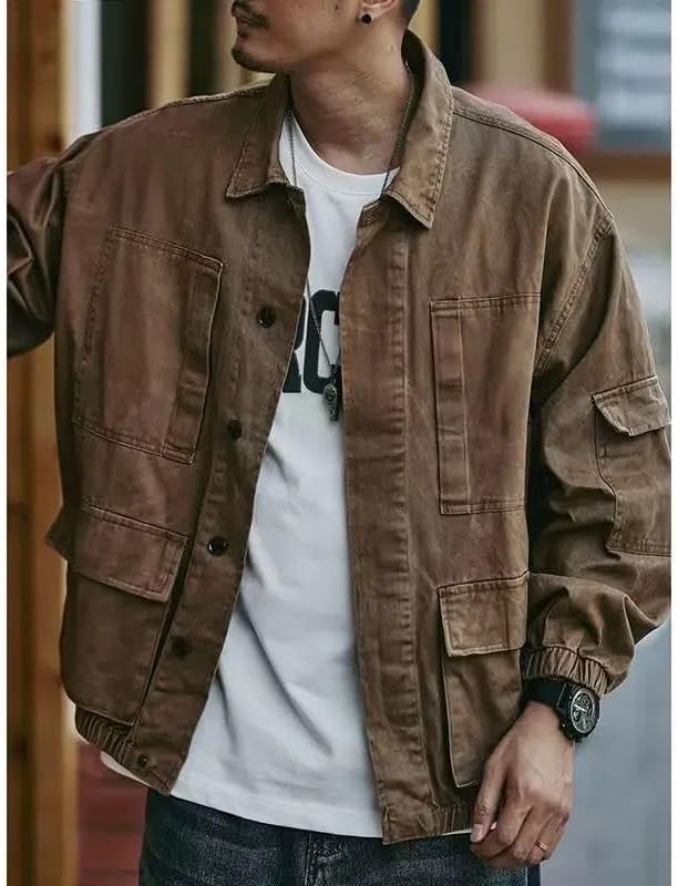 Xingfenly Casual cargo jacket loose all-match men' denim coat