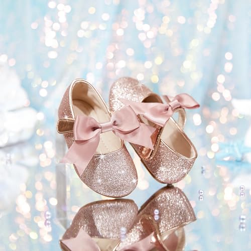 Image of PHIRAMIN Tollder Girl Dress Shoes - Little Girl Ballet Flats for Wedding Party
