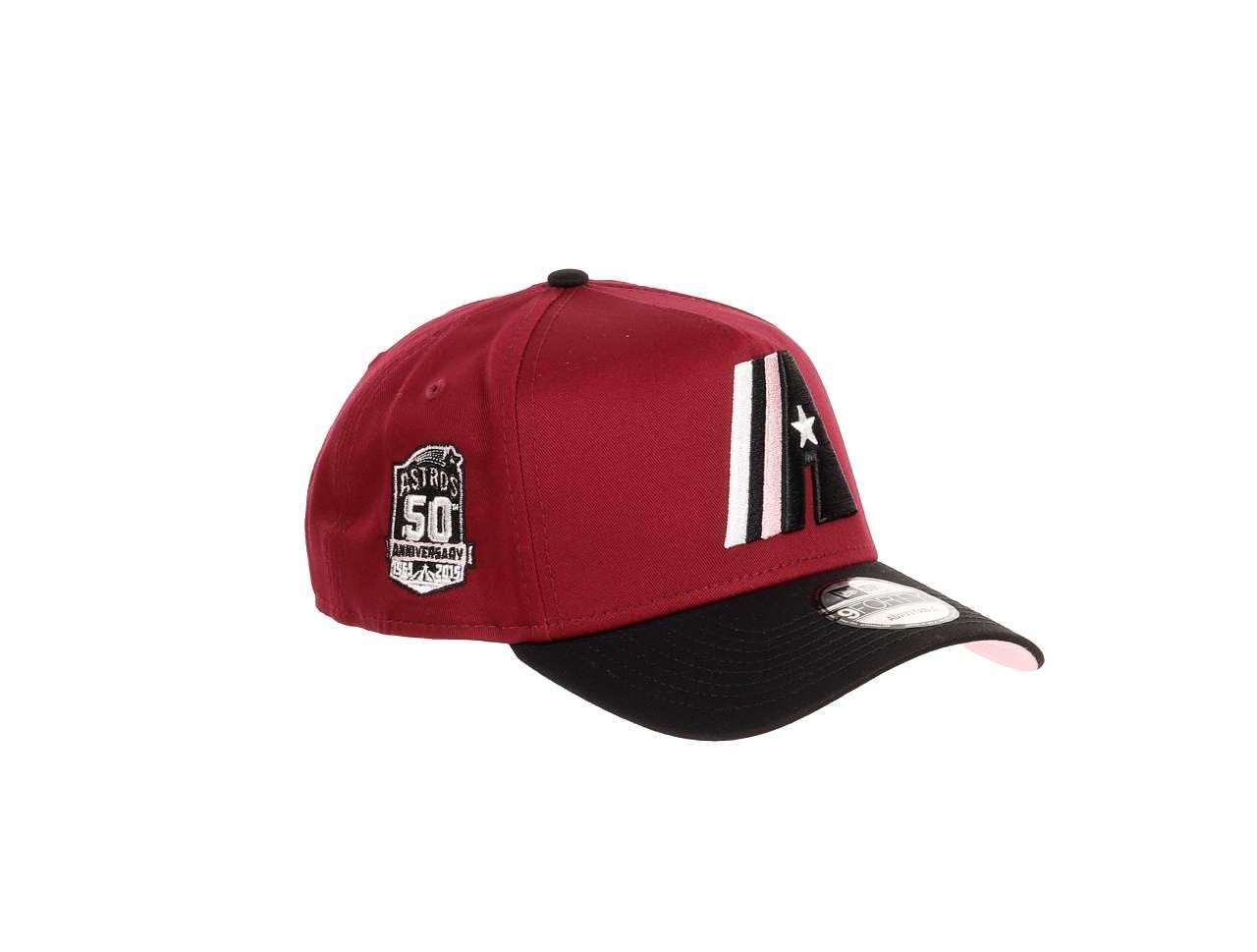 New Era Houston Astros MLB 50th Anniversary Sidepatch Cardinal Red Black 9Forty A-Frame Snapback Cap โ image 1