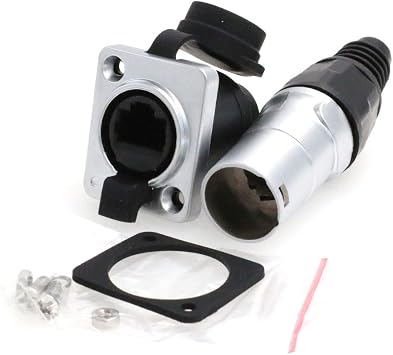 RJ45 Ethernet CAT5e Shielded Housing Panel Mount Connector Waterproof IP65 Plugs and sockets Metal Round Socket Connector