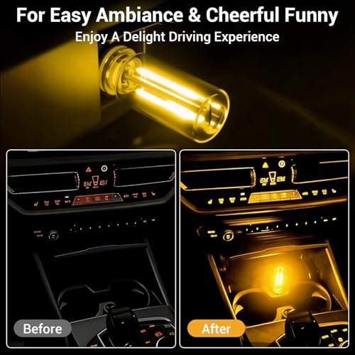 2 PCS Car USB Light Bulb, Retro Glass Bottle LED Night Lamp with Touch Dimmable Control, Portable Interior Ambient Lighting for Vehicle, Bedroom, Hallway, Gift for Christmas or Birthday, Warm White — view 3