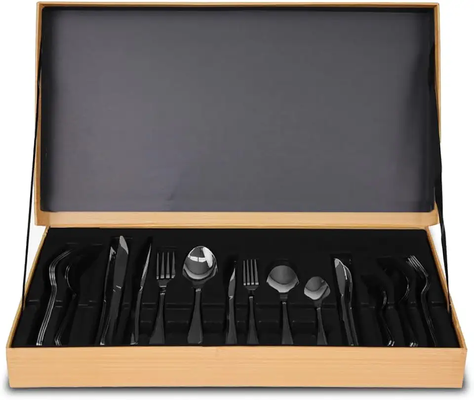 Euro Home - Faqueiro em Aço Inox Estojo Decor Bambu 42 PEÇAS Strauss Flat - FQM42F