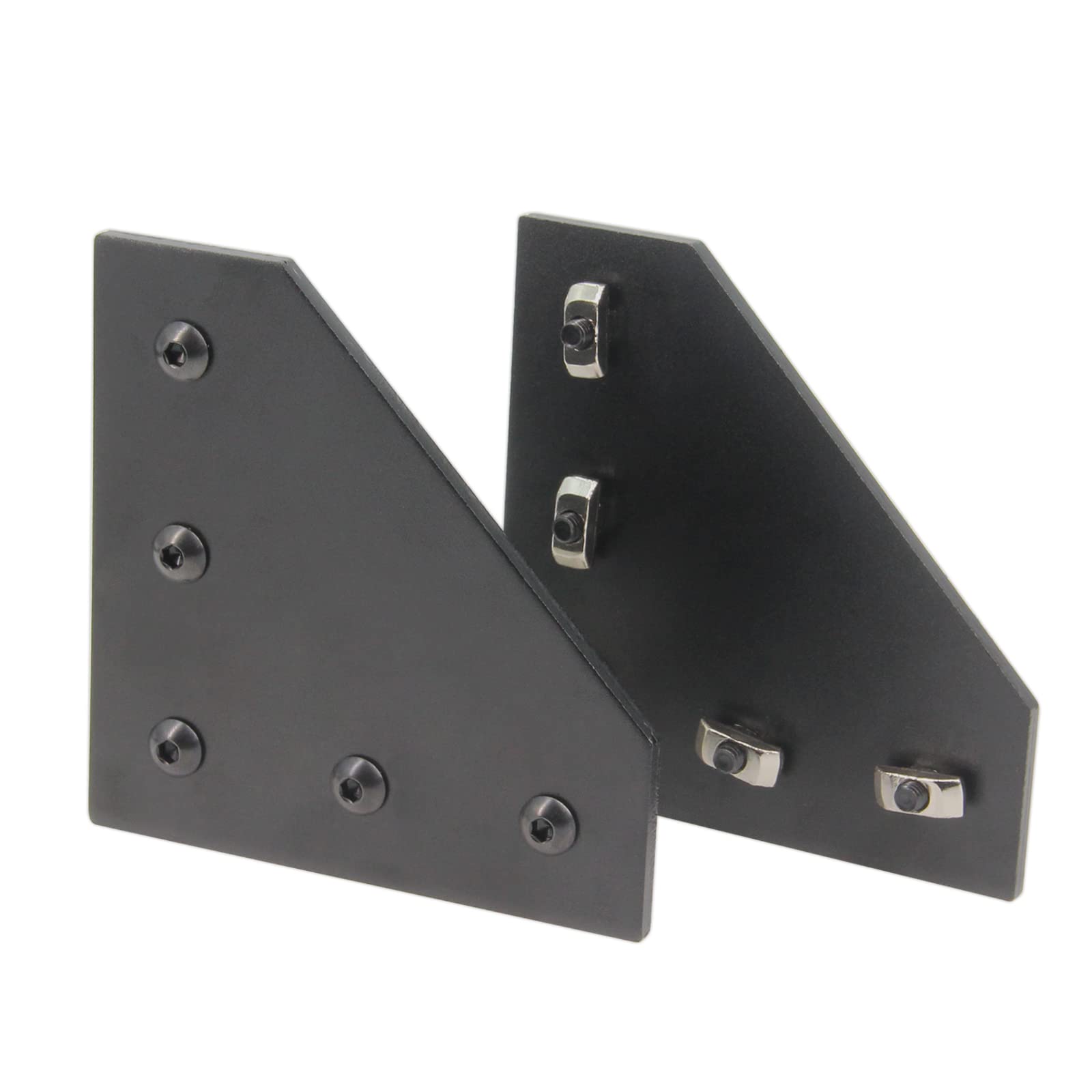 4040 płyta wspornika narożnego, kształt L, 5 otworów, 90 stopni, zewnętrzna płyta łącząca ze śrubami M6 x 16 mm, nakrętki T do aluminiowego profilu wytłaczanego 40 x 40 mm, 8 szt./opakowanie (czarny-4040 L)