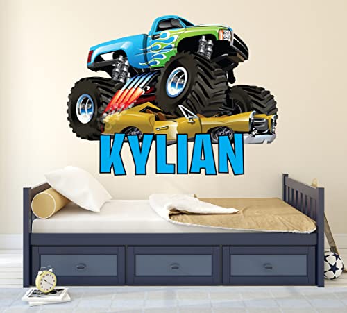 Kids Name Wall Decor - Monster Truck Decal - Custom Name Wall Decals - Boys Room Decor- Personalized Monster Truck Wall Art #TOP2