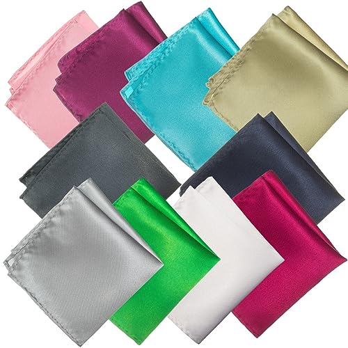 Pocket Squares for Men 10 Pack Mens Pocket Squares handkerchiefs Set Assorted Colors