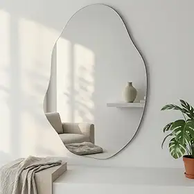 Espelho Orgânico Lapidado Vênus Decorativo 70x50cm com Suporte Sala de estar Quarto Banheiro Closet