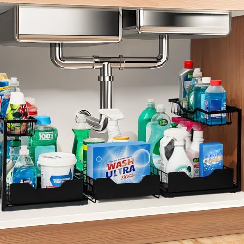 Snuvid 3 Pack, Under Sink Organizer 2-Tier...