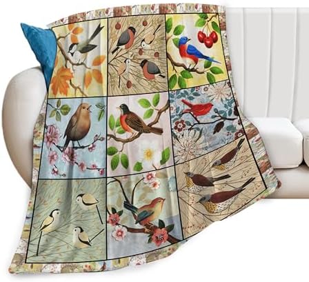 Birds Blanket and Throws Bird in The Tree Throw Blankets Birds Decor Soft Cozy Fleece Plush Warm Flannel Bedding Blanket Gifts for Bird Lovers Girls Boys Kids Adults Couch Travel 40″X50″