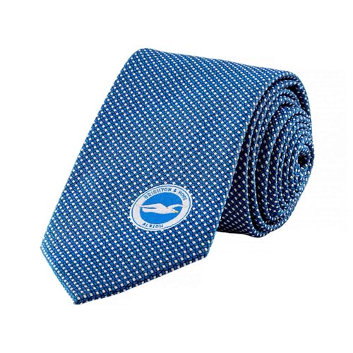 Brighton & Hove Albion - Brighton & Hove Albion Official Club Spotted Tie, Blue and White Pattern, Professional Football Club Necktie with Team Crest