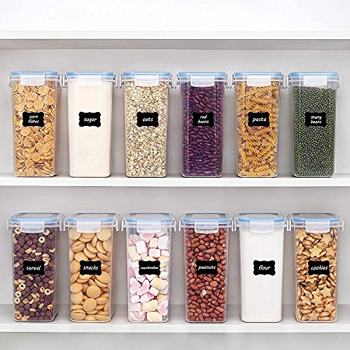Image of Kitchen Storage Container Set of 4pc Food Safe & BPA Free Plastic Kitchen Containers and Jars 500ml Cereal Dispensers Airtight Fridge Container with Leakproof Lid (1.5L, Rectangular, Transparent)
