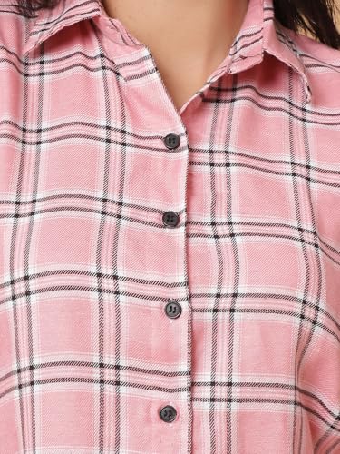 Image of Checked Spread Collar Casual Shirt for Women