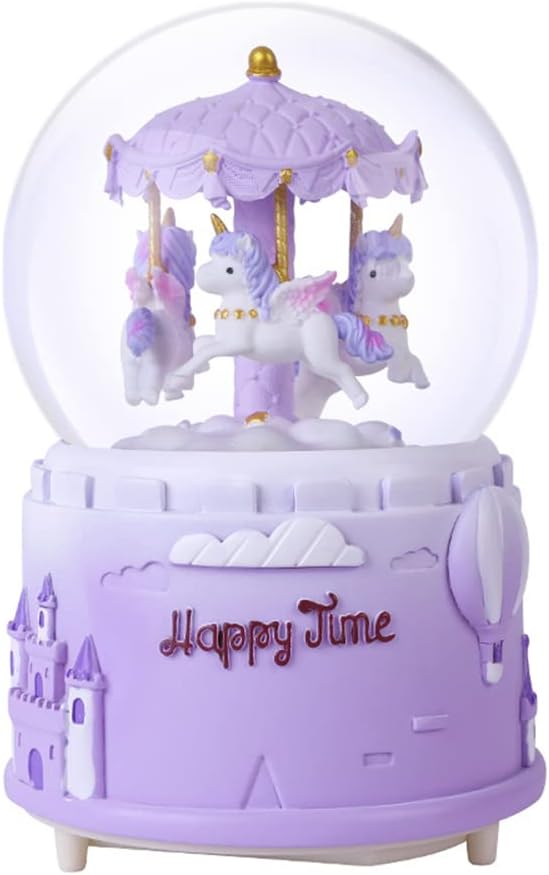 Unicorn Musical Snow Globe with LED Lights Automatic