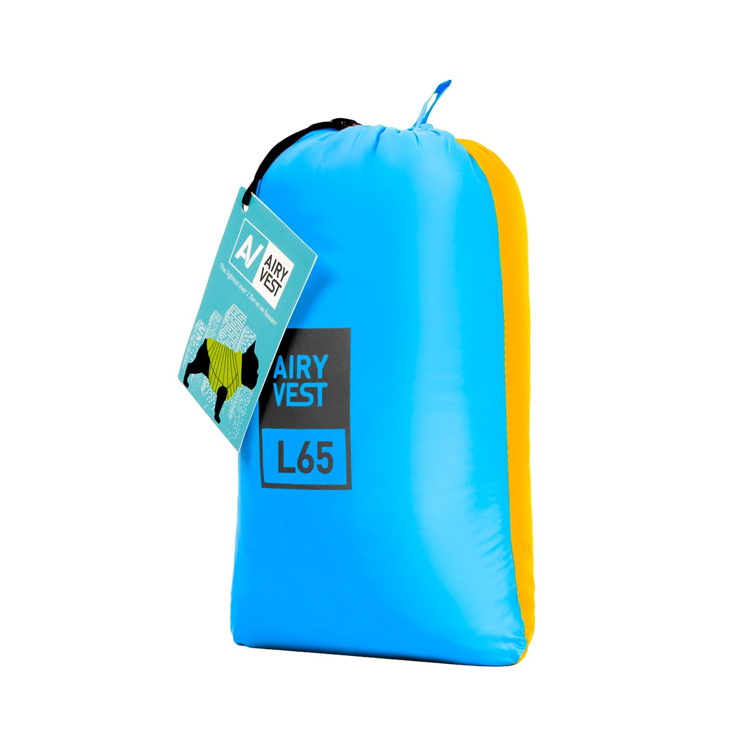 AiryVest - Giacca per cani con tasca, reversibile, impermeabile, antivento, giallo e blu, misura L: 65 x 89 x 65 cm