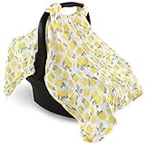Hudson Baby Unisex Baby Muslin Cotton Car Seat and Stroller Canopy, Lemons, One Size